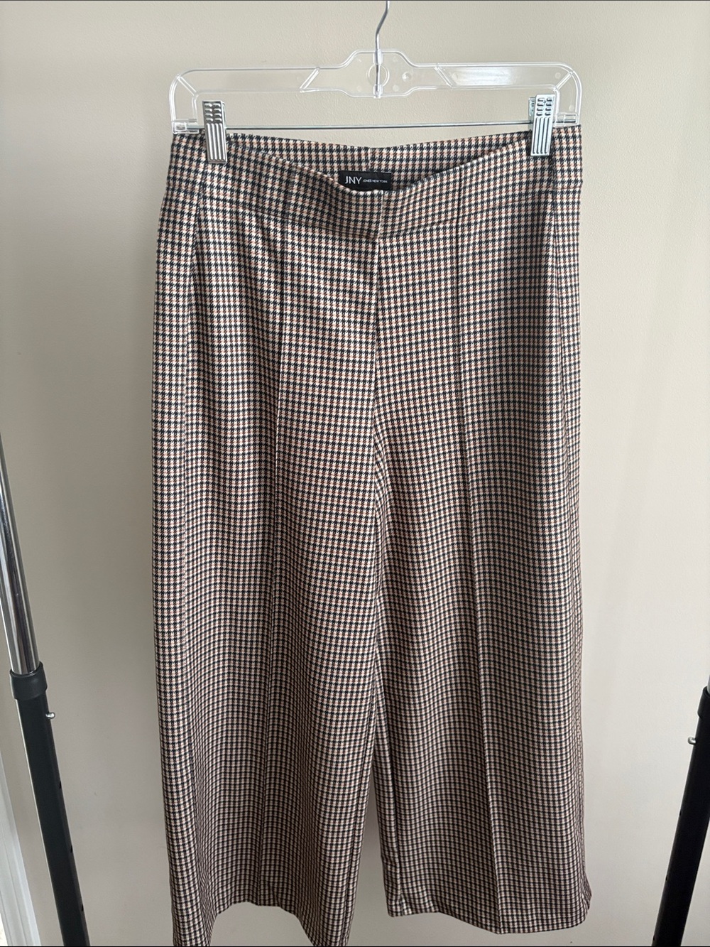 Jones New York orange and Black Check Wide-Leg cropped Pants